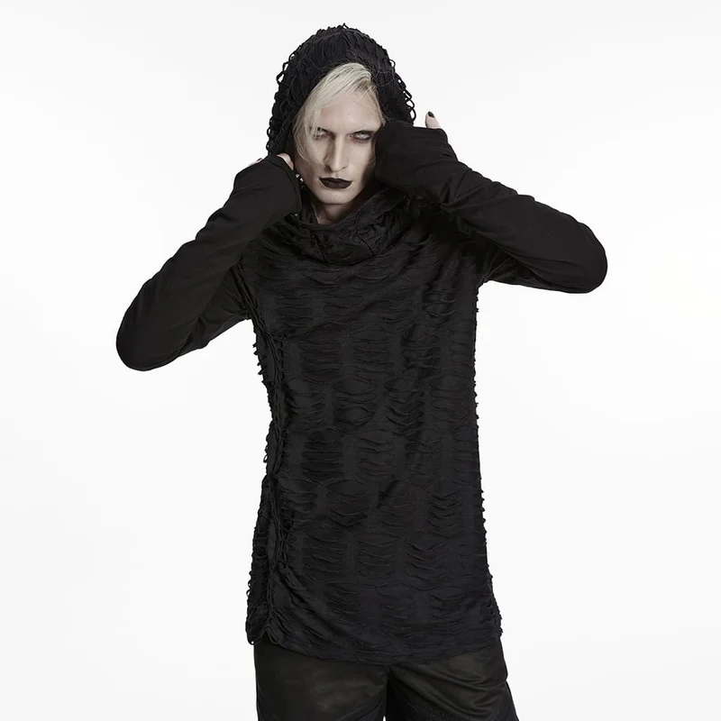Gothic-Herren-Kapuzenpullover mit Rissen