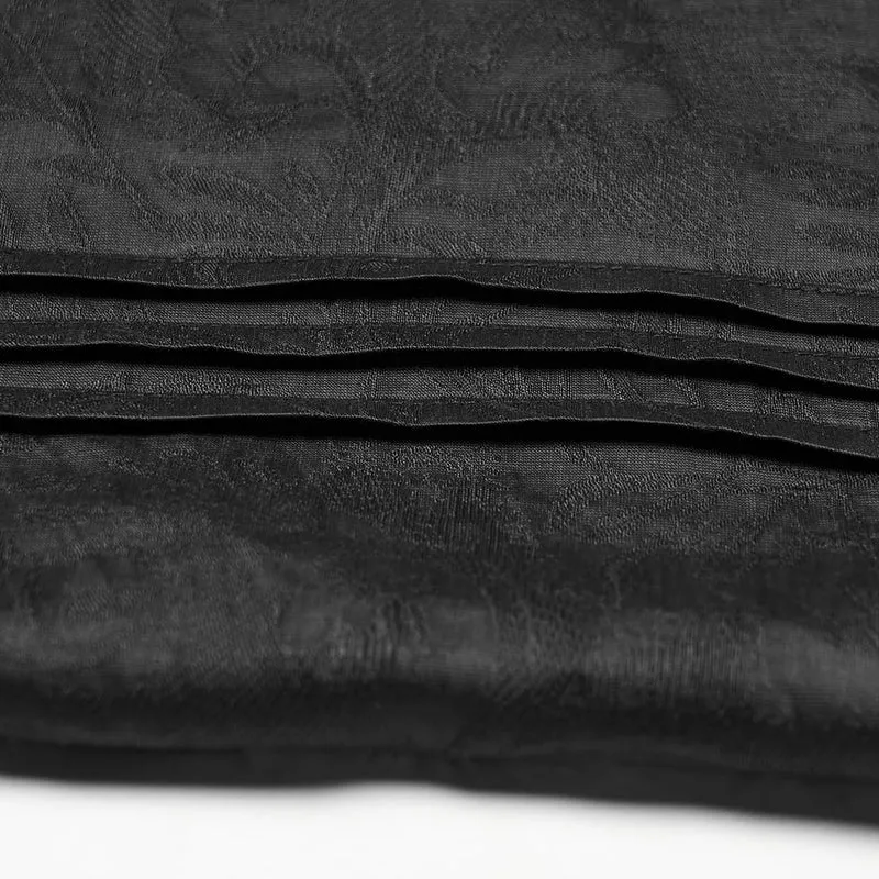 Schwarzes Herren-Langarmhemd mit Gothic-Jacquardmuster und Lagenlook