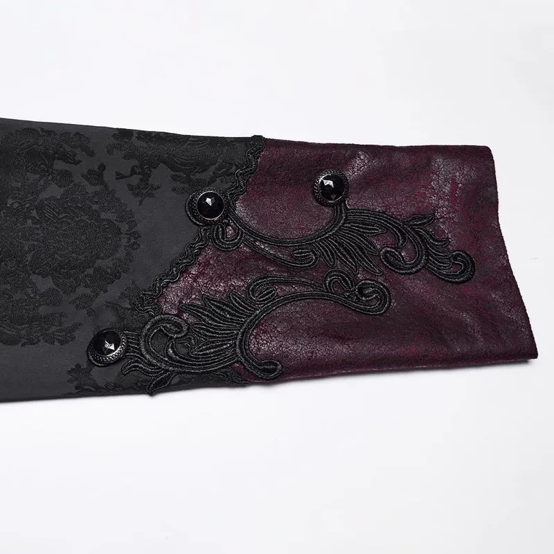 Herren-Kapuzenmantel im Punk-Stil mit Jacquard-Stickerei, schwarz-rot