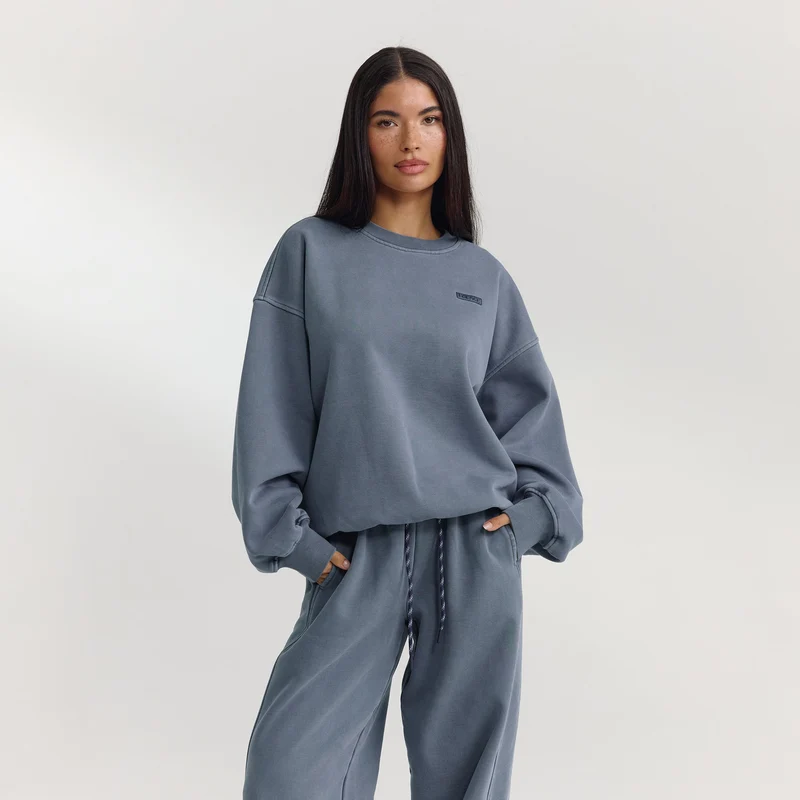 Oversized Pullover - Gewaschenes Blau