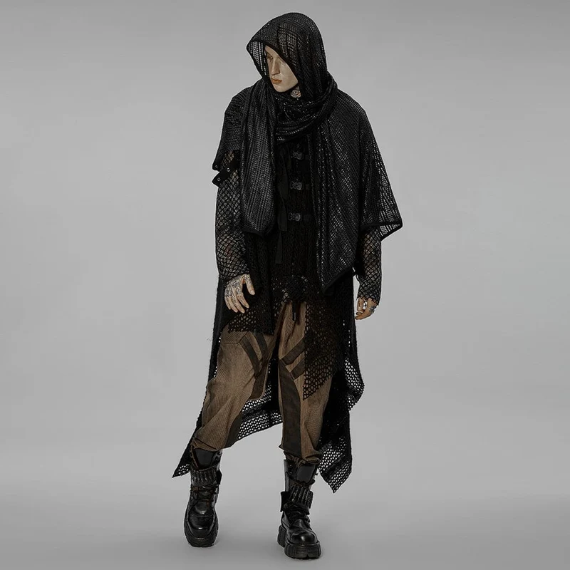 Gothic-Mesh-Schal für Herren mit Kapuze