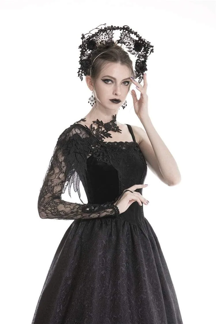 Gothic-Spitzenkleid mit halben Ärmeln und Blumenmuster für Damen