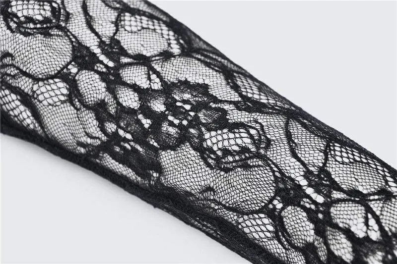 Gothic-Spitzenkleid mit halben Ärmeln und Blumenmuster für Damen