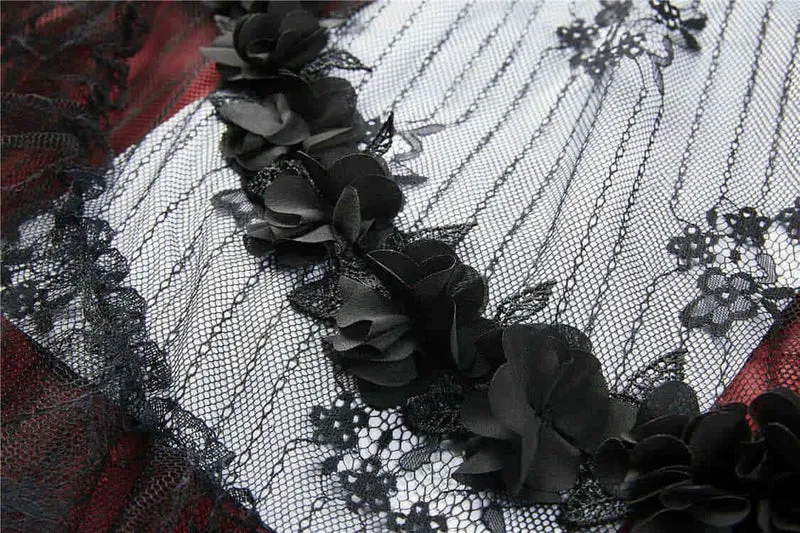 Damen Vintage Layered Lace & Velour Rock