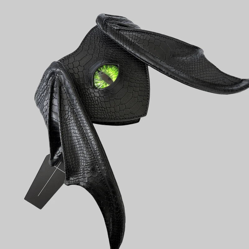Gothic-Tasche für Damen, grün, Teufelsaugen-Fledermausflügel-Herz-Design, schwarz