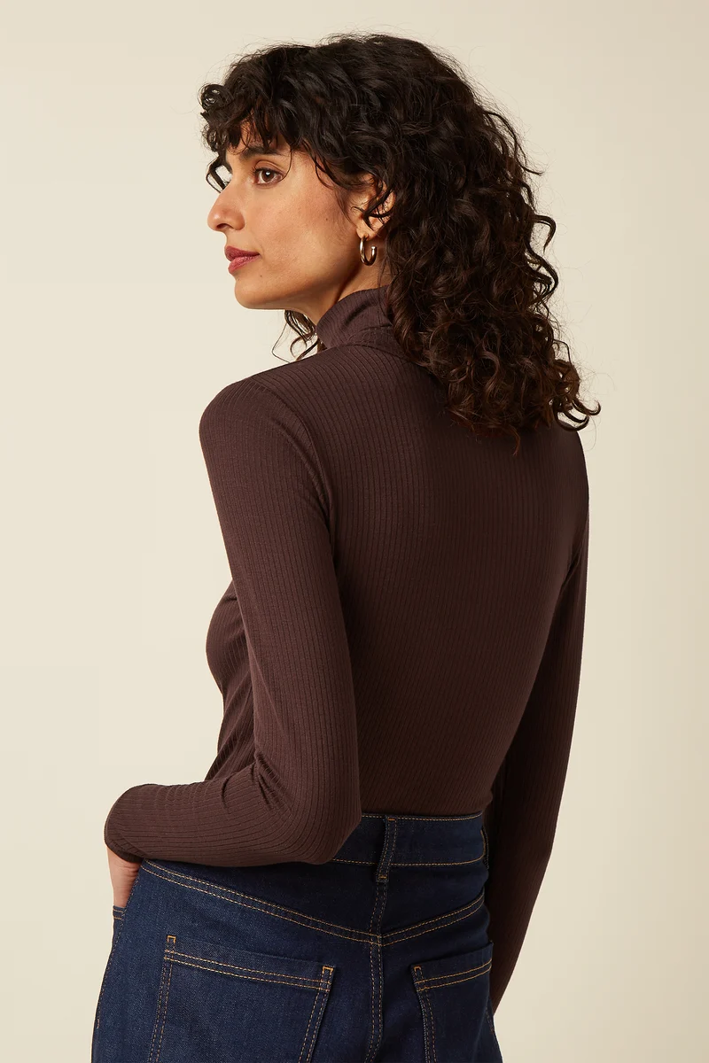 Rollneck Top Uni Rib