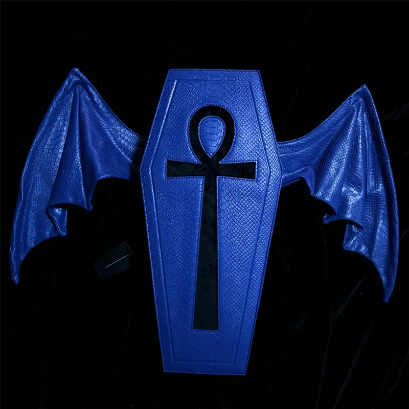 Gothic-Tasche für Damen, Fledermausflügel-Sargform, blau