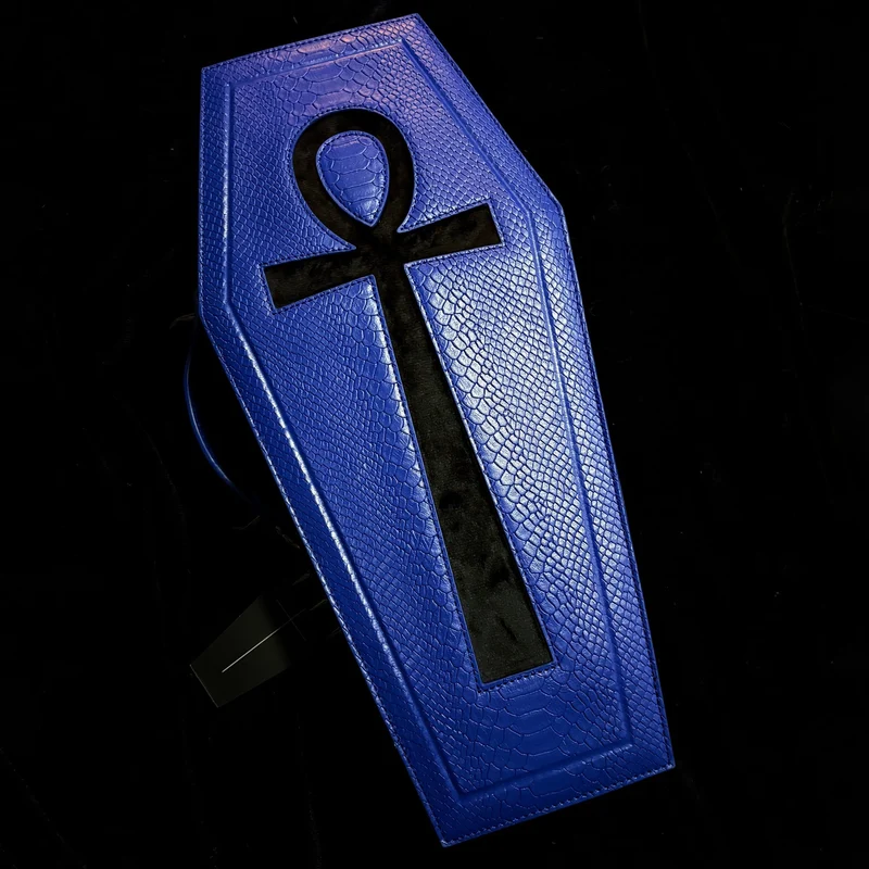 Gothic-Tasche für Damen, Fledermausflügel-Sargform, blau