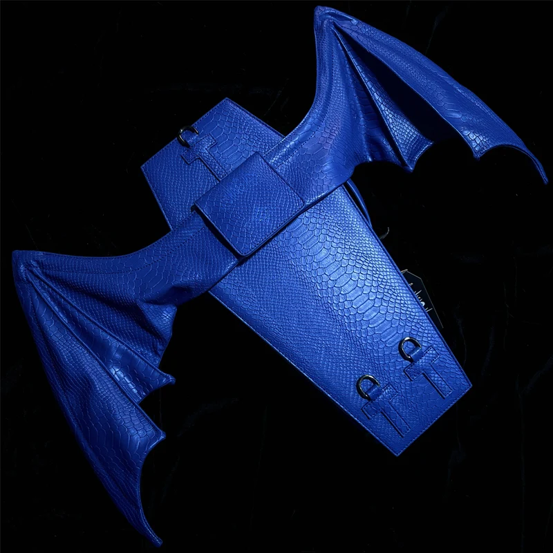 Gothic-Tasche für Damen, Fledermausflügel-Sargform, blau