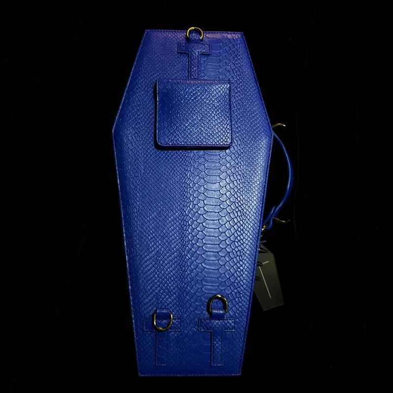 Gothic-Tasche für Damen, Fledermausflügel-Sargform, blau