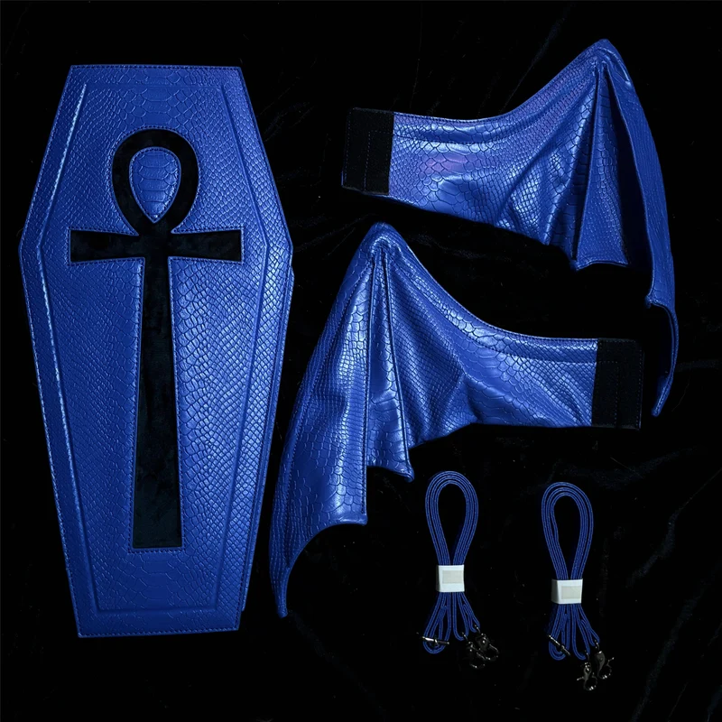 Gothic-Tasche für Damen, Fledermausflügel-Sargform, blau