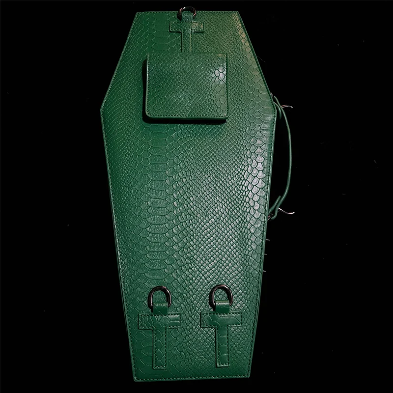 Gothic-Tasche für Damen, Fledermausflügel-Sargform, Grün