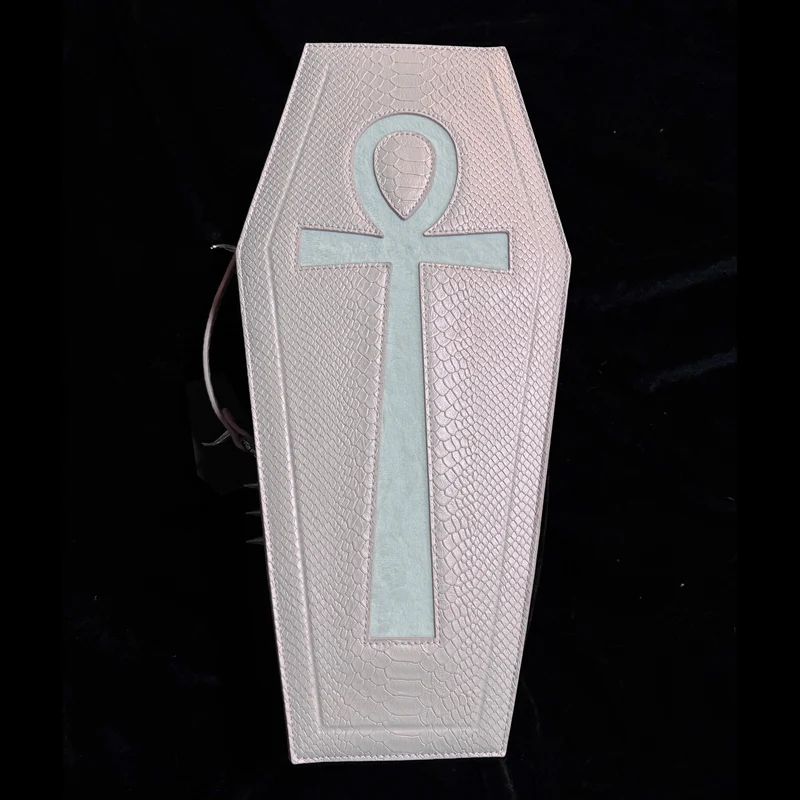 Gothic-Tasche für Damen, Fledermausflügel-Sargform, rosa