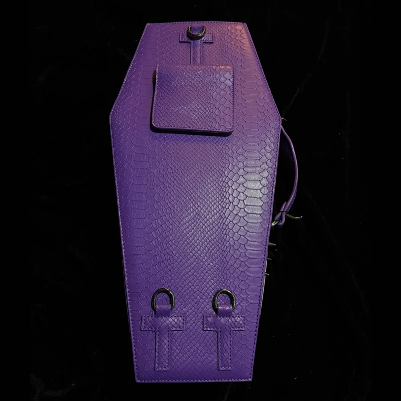 Gothic-Tasche für Damen, Fledermausflügel-Sargform, Lila