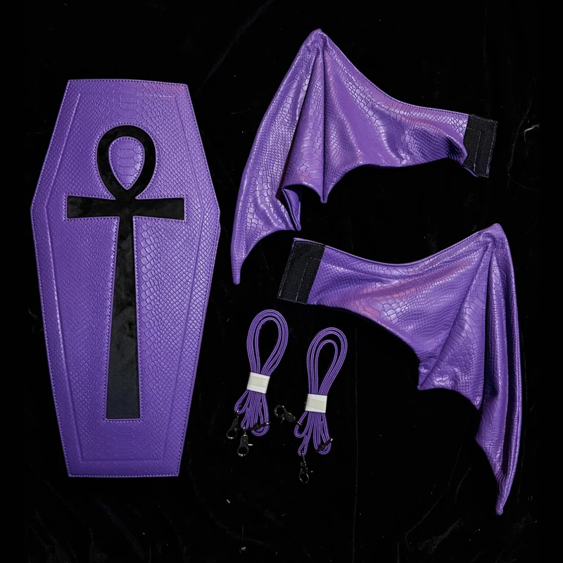 Gothic-Tasche für Damen, Fledermausflügel-Sargform, Lila