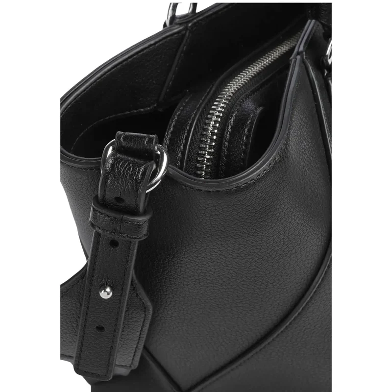 Armani Exchange Schwarze Damen-Schultertasche aus Polyurethan