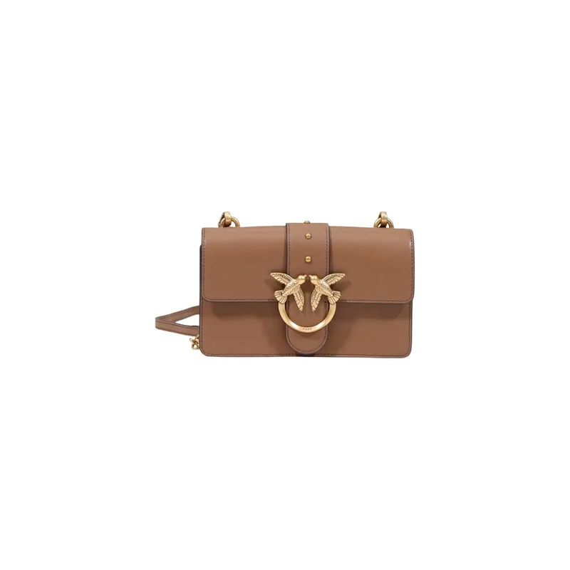 Pinko Beige Polyurethan-Umhängetasche für Damen, 21 cm