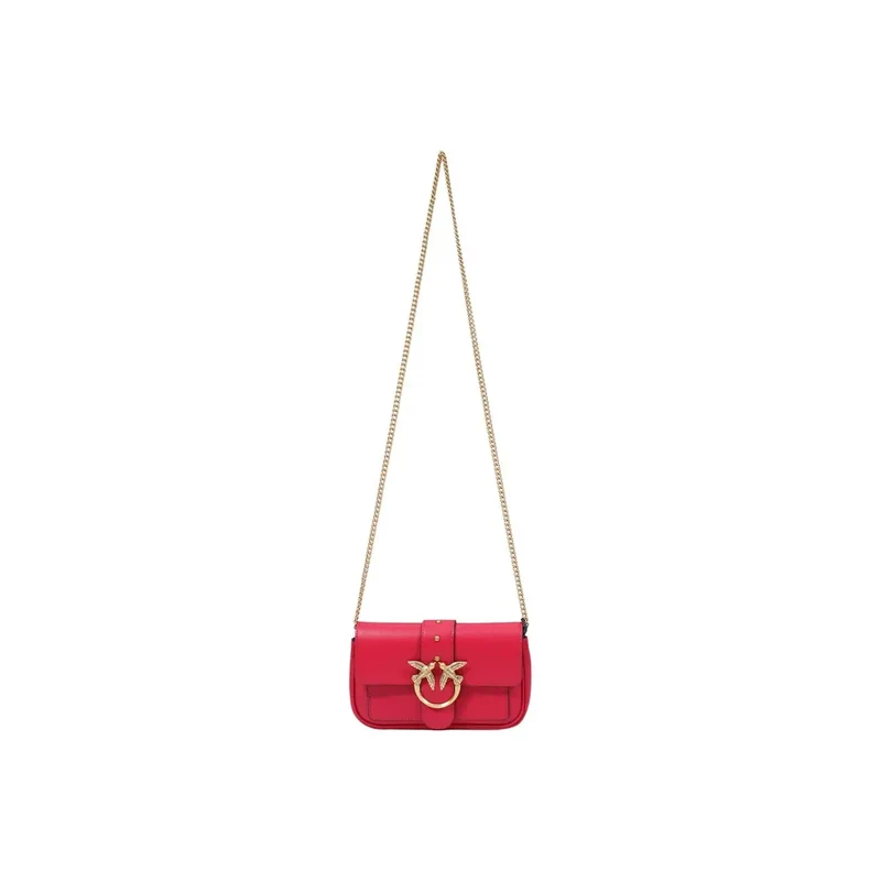 Pinko Rote Damen-Umhängetasche aus Leder, 20 cm