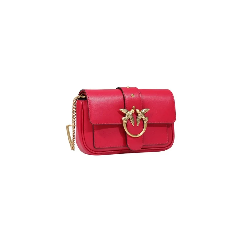 Pinko Rote Damen-Umhängetasche aus Leder, 20 cm