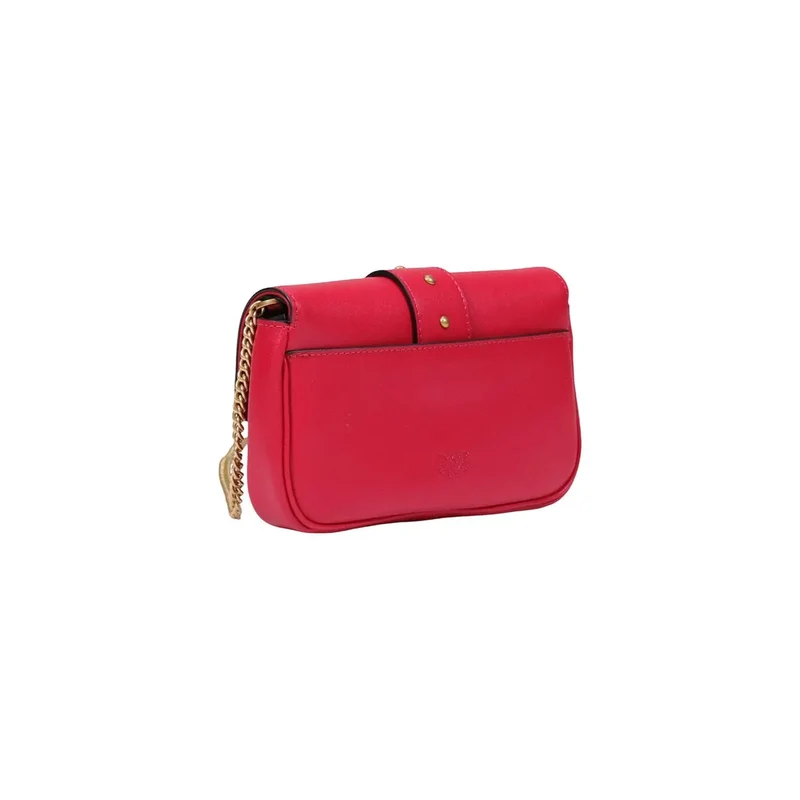 Pinko Rote Damen-Umhängetasche aus Leder, 20 cm