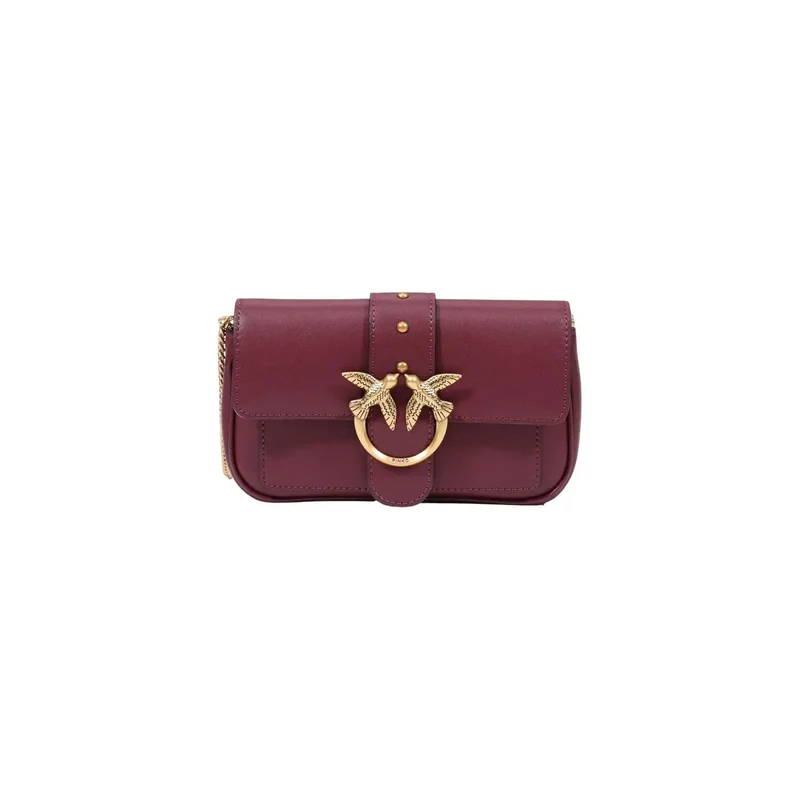 Pinko Rote Damen-Umhängetasche aus Leder, 20 cm