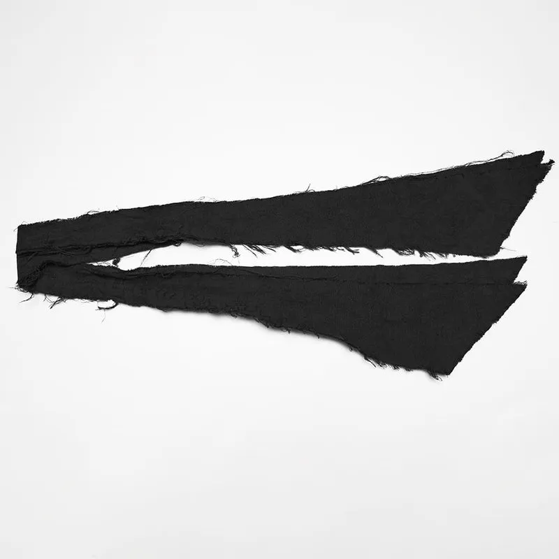 Schwarzes Herrenhemd aus gotischem Jacquard-Stoff mit Bischofsärmeln und abnehmbarer Krawatte