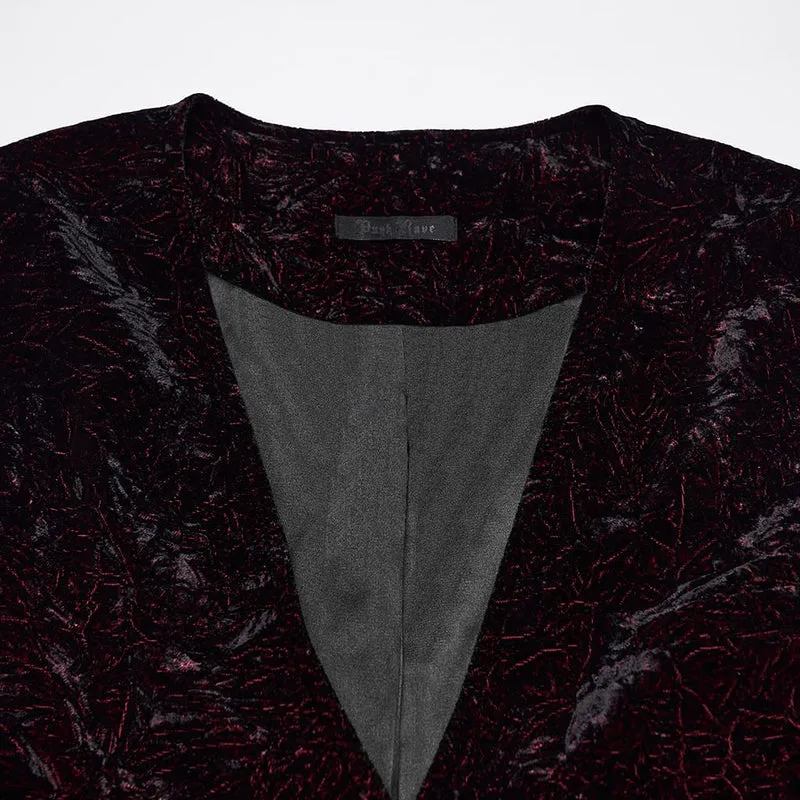 Gothic-Weste für Herren mit Schnallenverschluss, Retro-Samt, Schwarz-Rot