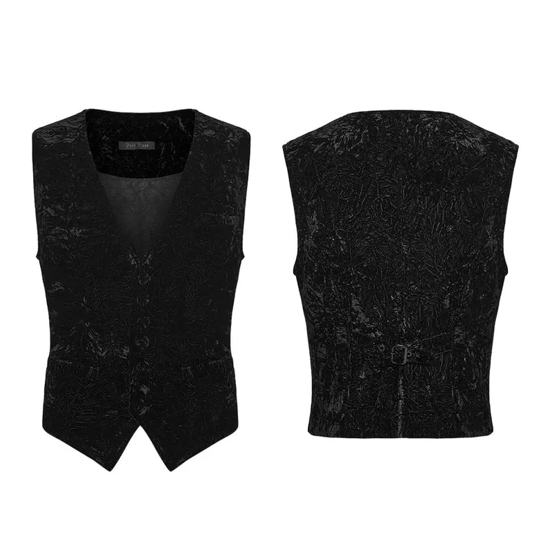 Schwarze Retro-Samtweste für Herren im Gothic-Stil mit Schnallenverschluss