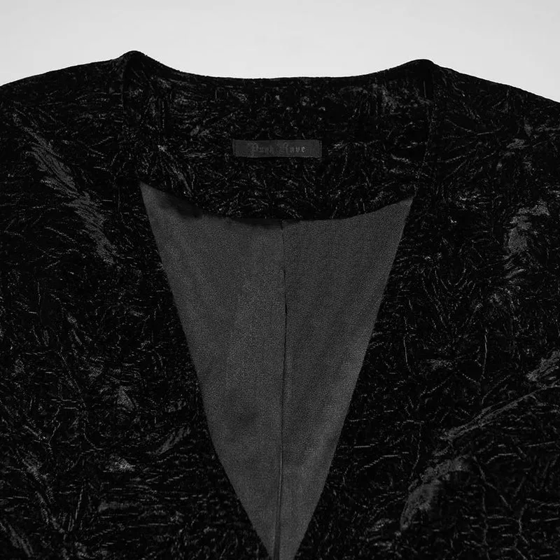 Schwarze Retro-Samtweste für Herren im Gothic-Stil mit Schnallenverschluss