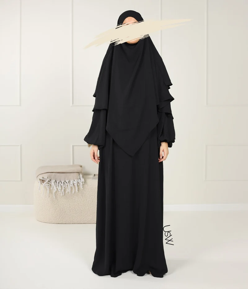 A-Linie PUFF Abaya Jazz – UsW – Schwarz
