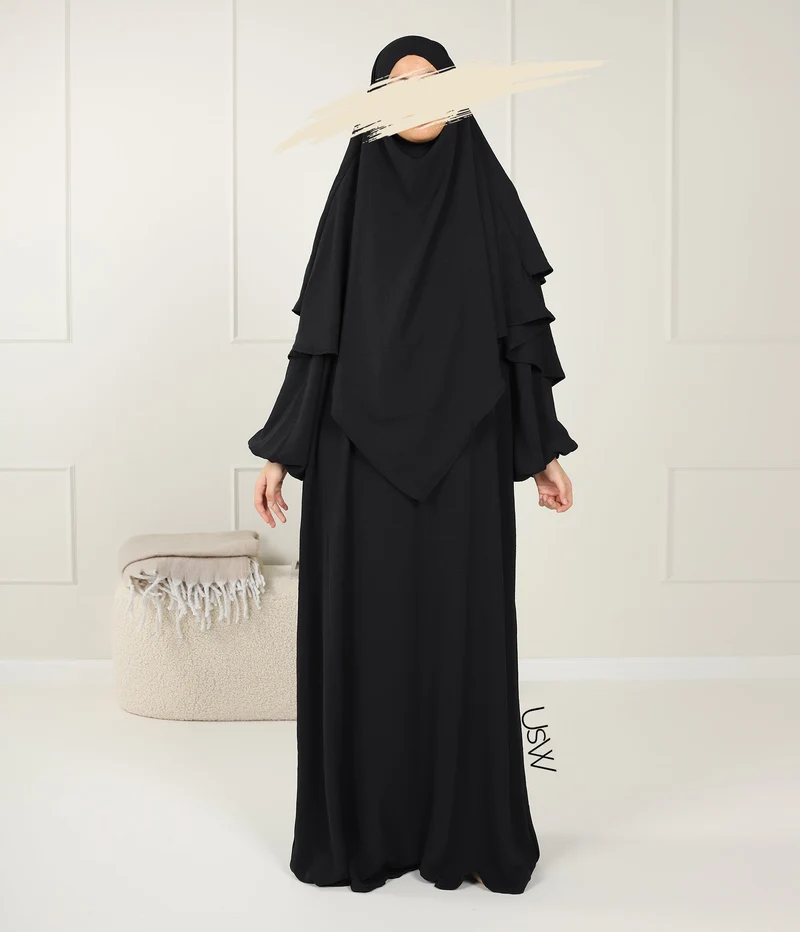 A-Linie PUFF Abaya Jazz – UsW – Schwarz