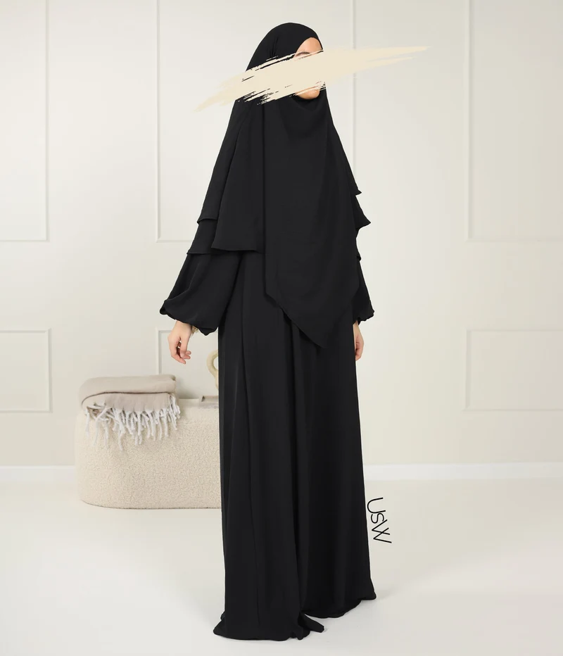 A-Linie PUFF Abaya Jazz – UsW – Schwarz