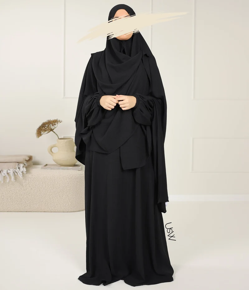 A-Linie PUFF Abaya Jazz – UsW – Schwarz