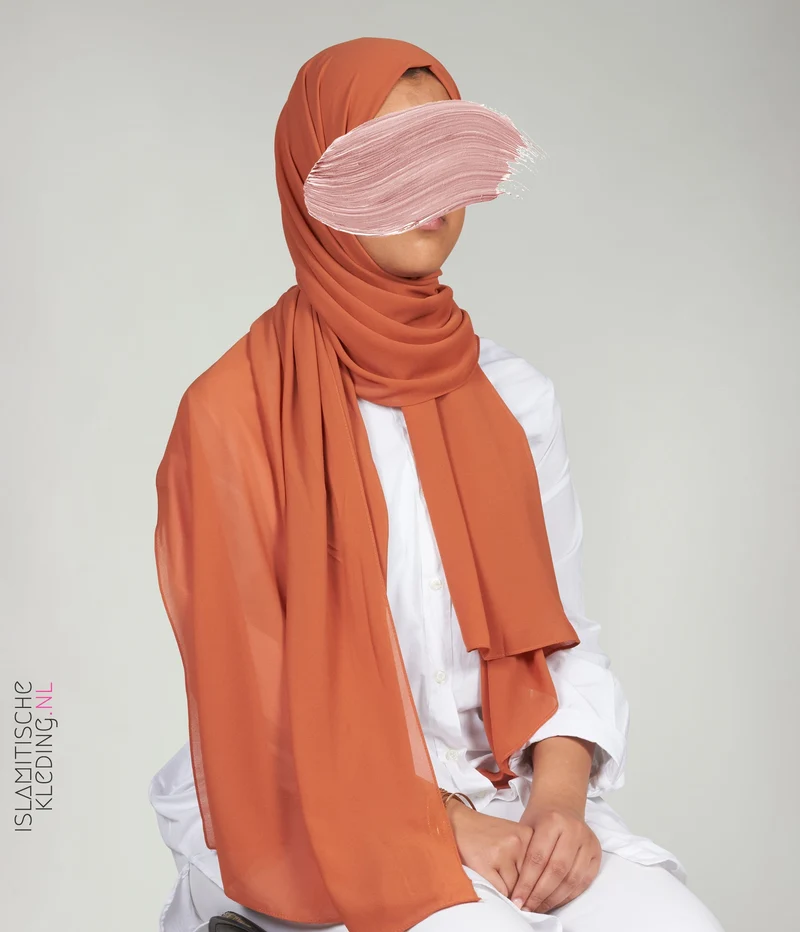 Chiffon-Crêpe-Schal - Gebrannter Pfirsich