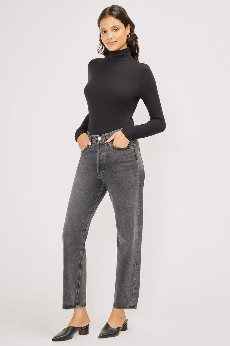 Linda Mock Neck Long Sleeve | Black