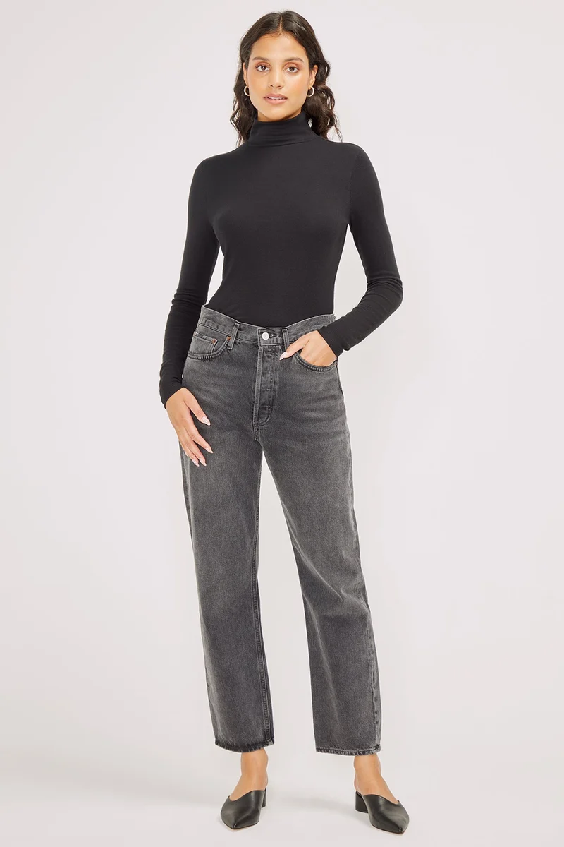 Linda Mock Neck Long Sleeve | Black