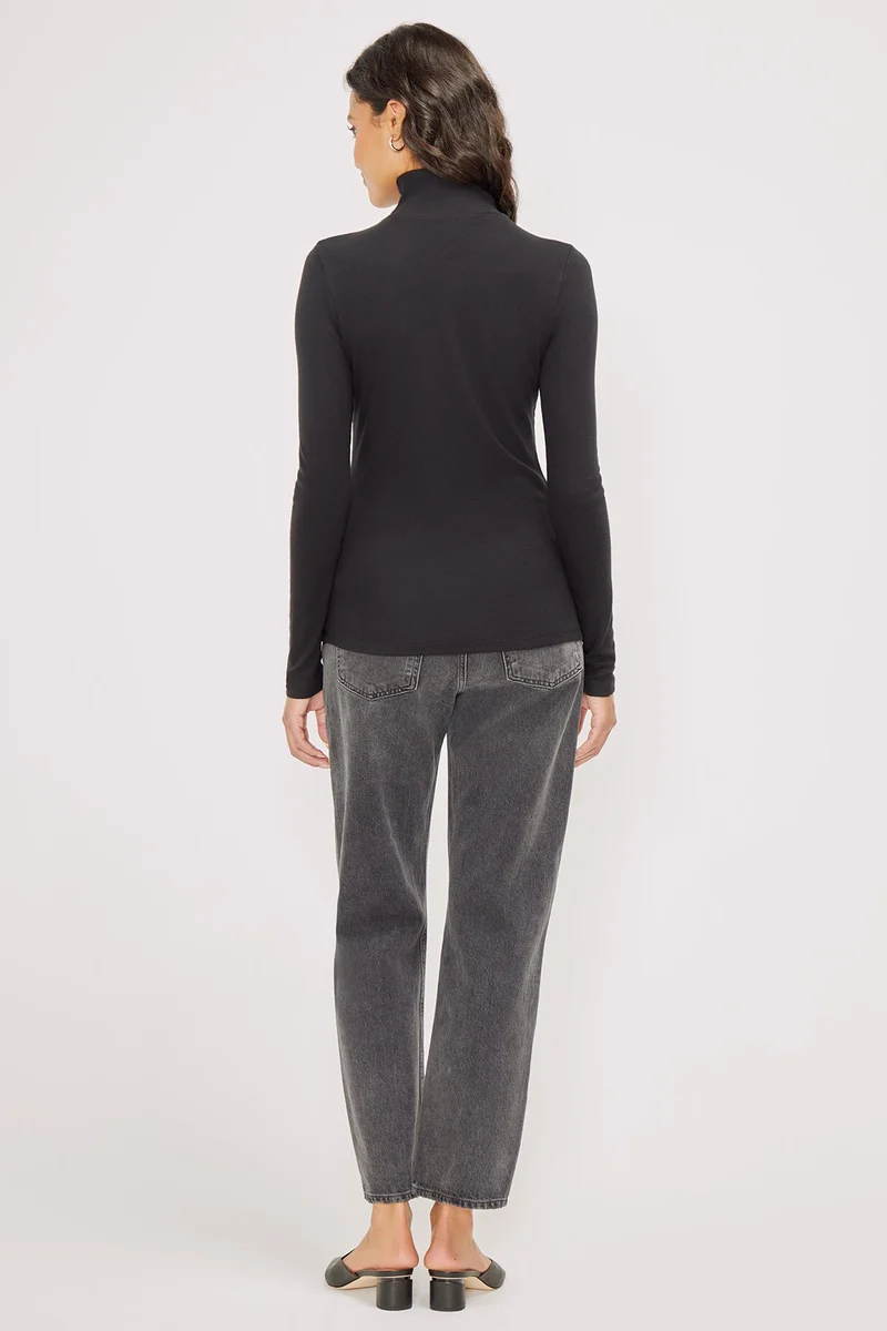 Linda Mock Neck Long Sleeve | Black