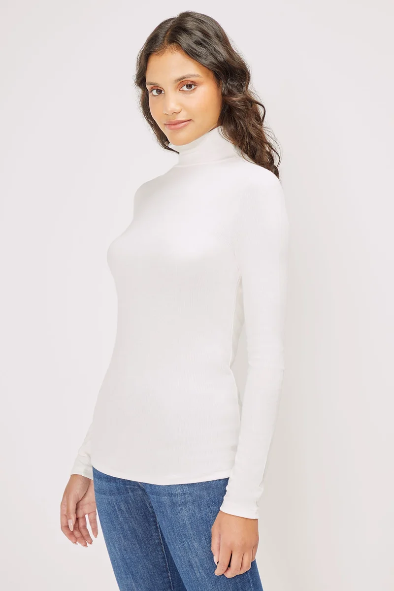 Linda Mock Neck Long Sleeve | Snow White