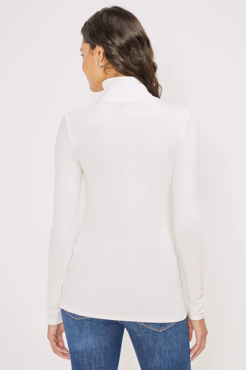 Linda Mock Neck Long Sleeve | Snow White