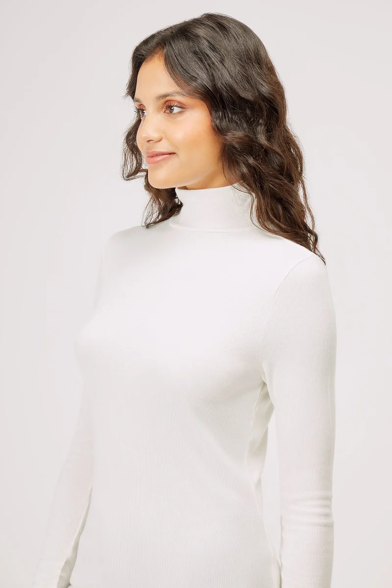 Linda Mock Neck Long Sleeve | Snow White
