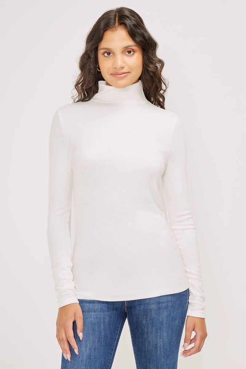 Linda Mock Neck Long Sleeve | Snow White