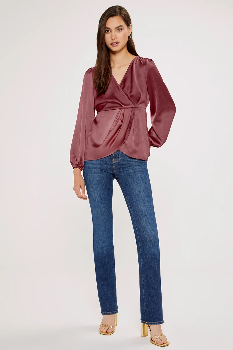 Bella Draped Blouse | Maroon