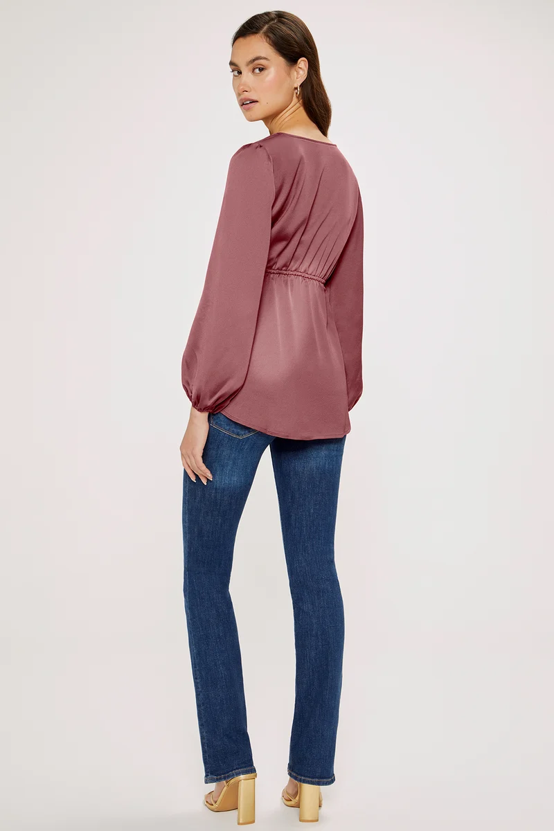 Bella Draped Blouse | Maroon