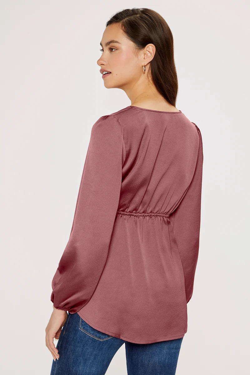 Bella Draped Blouse | Maroon