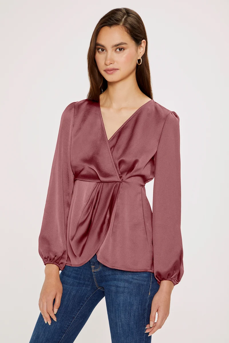 Bella Draped Blouse | Maroon
