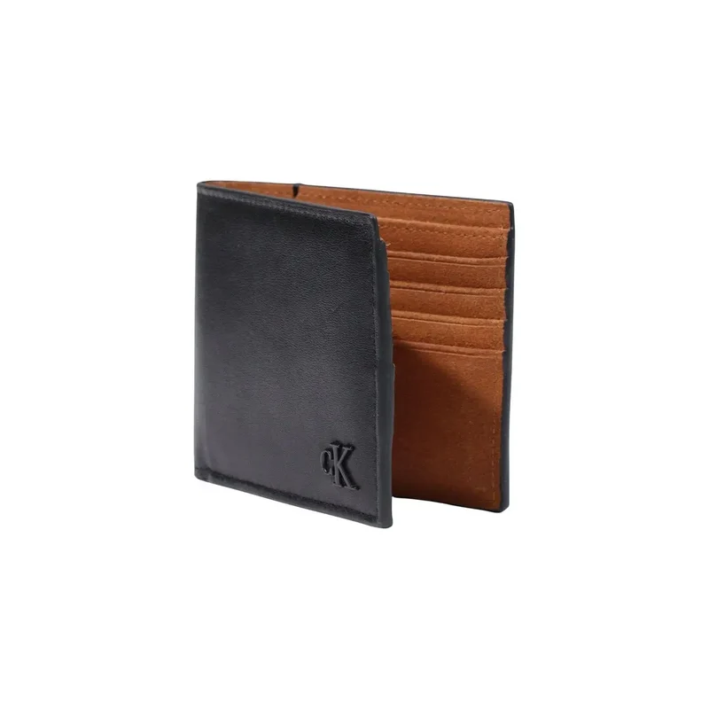 Calvin Klein Herren-Ledergeldbörse, schwarz, 11 x 9,5 cm