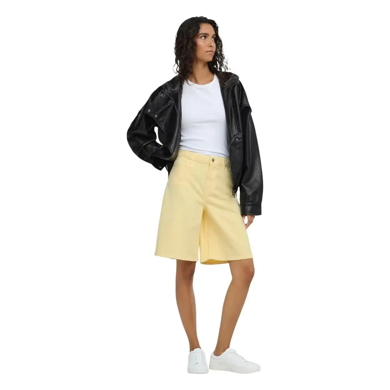 Jacqueline De Yong Schwarze Damen-Bomberjacke aus Polyurethan