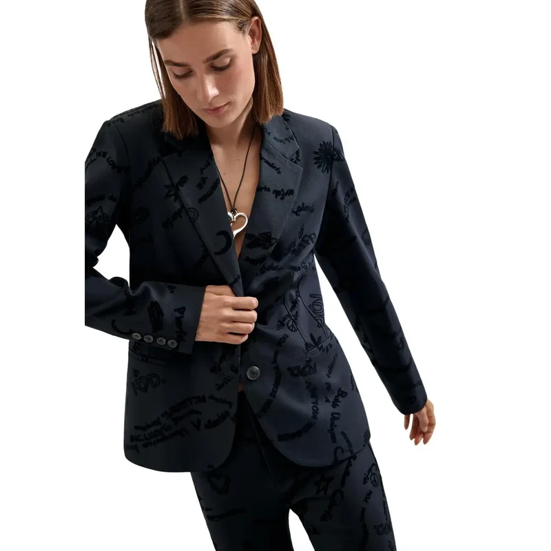 Desigual Damen Blazer Schwarz Viskosemischung Elegant