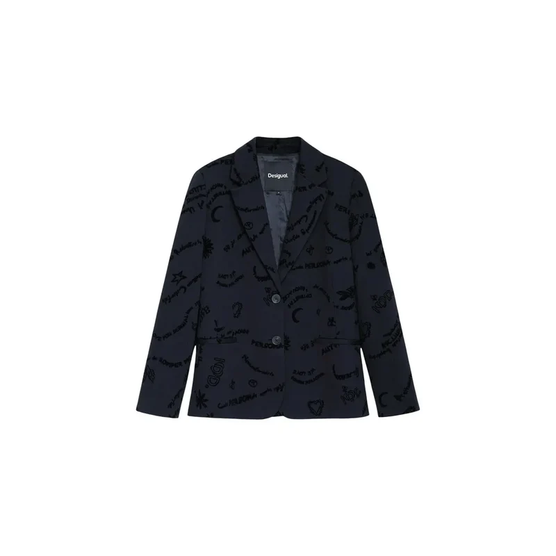 Desigual Damen Blazer Schwarz Viskosemischung Elegant