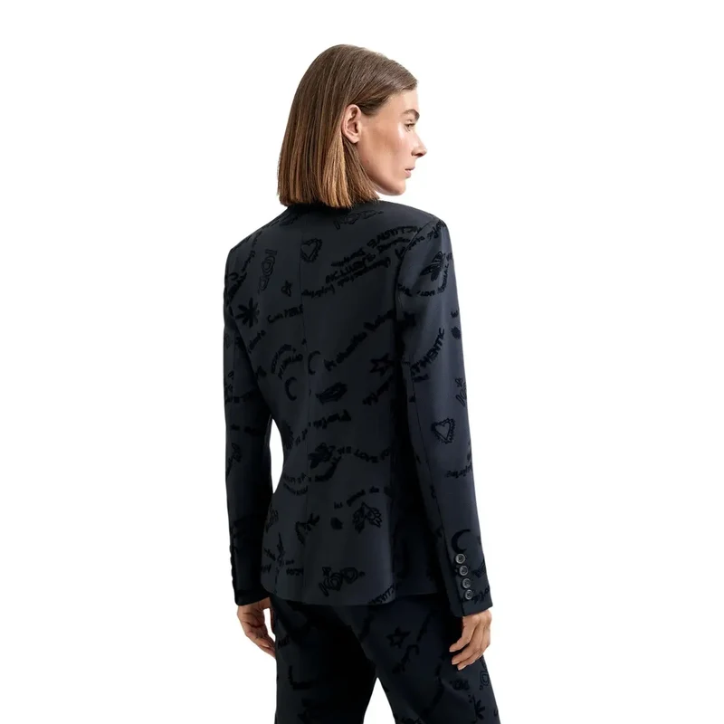 Desigual Damen Blazer Schwarz Viskosemischung Elegant